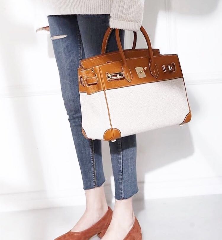 Hermes Birkin Canvas Real leather