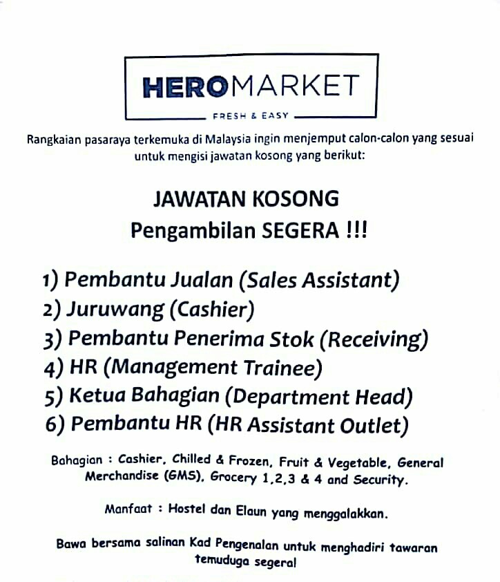 Hiro Supermarket Jobs Full Time Sales Retail Marketing On Carousell