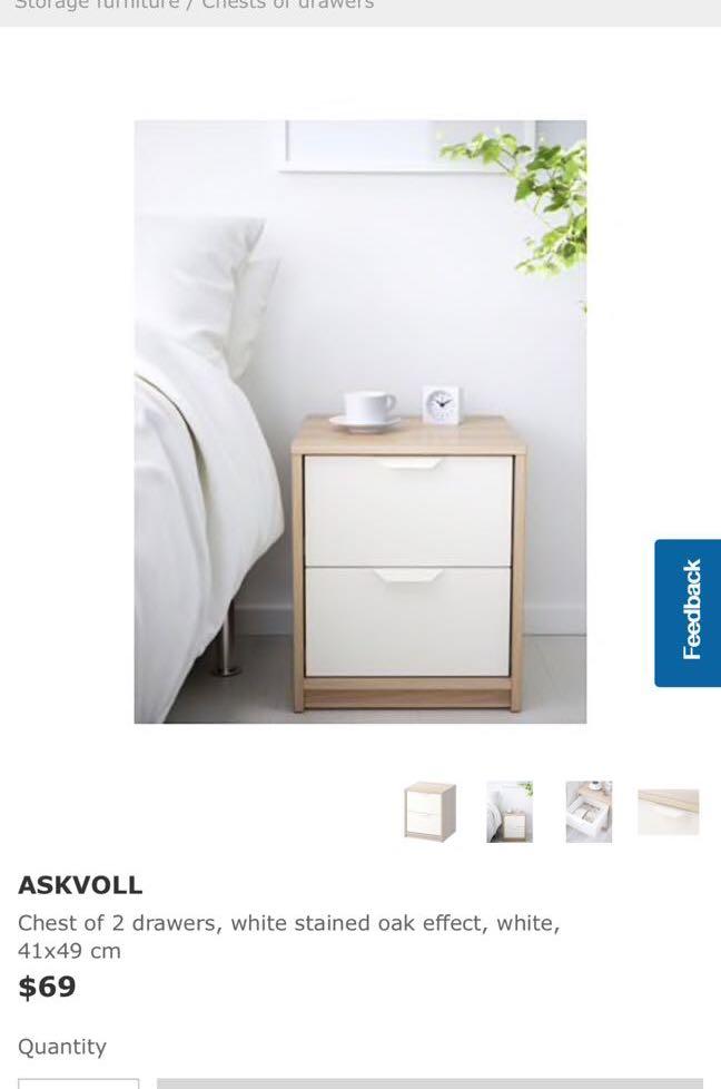 IKEA Bedside Table Askvoll Furniture Home Living Furniture