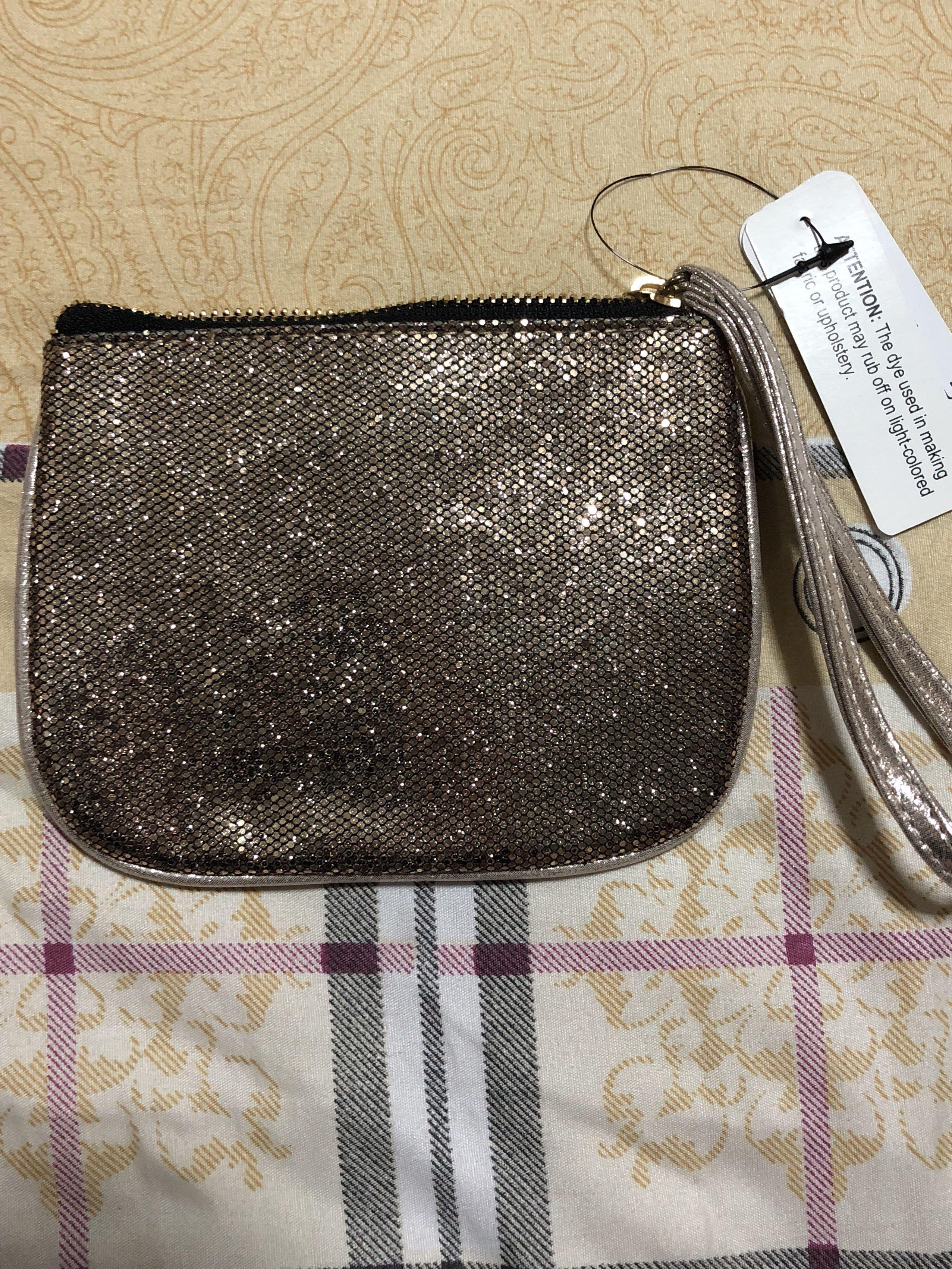 gold glitter wristlet