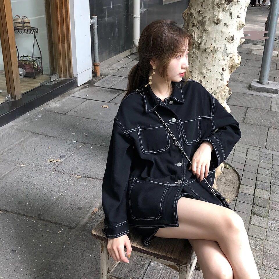 Denim jacket and matching skirt top