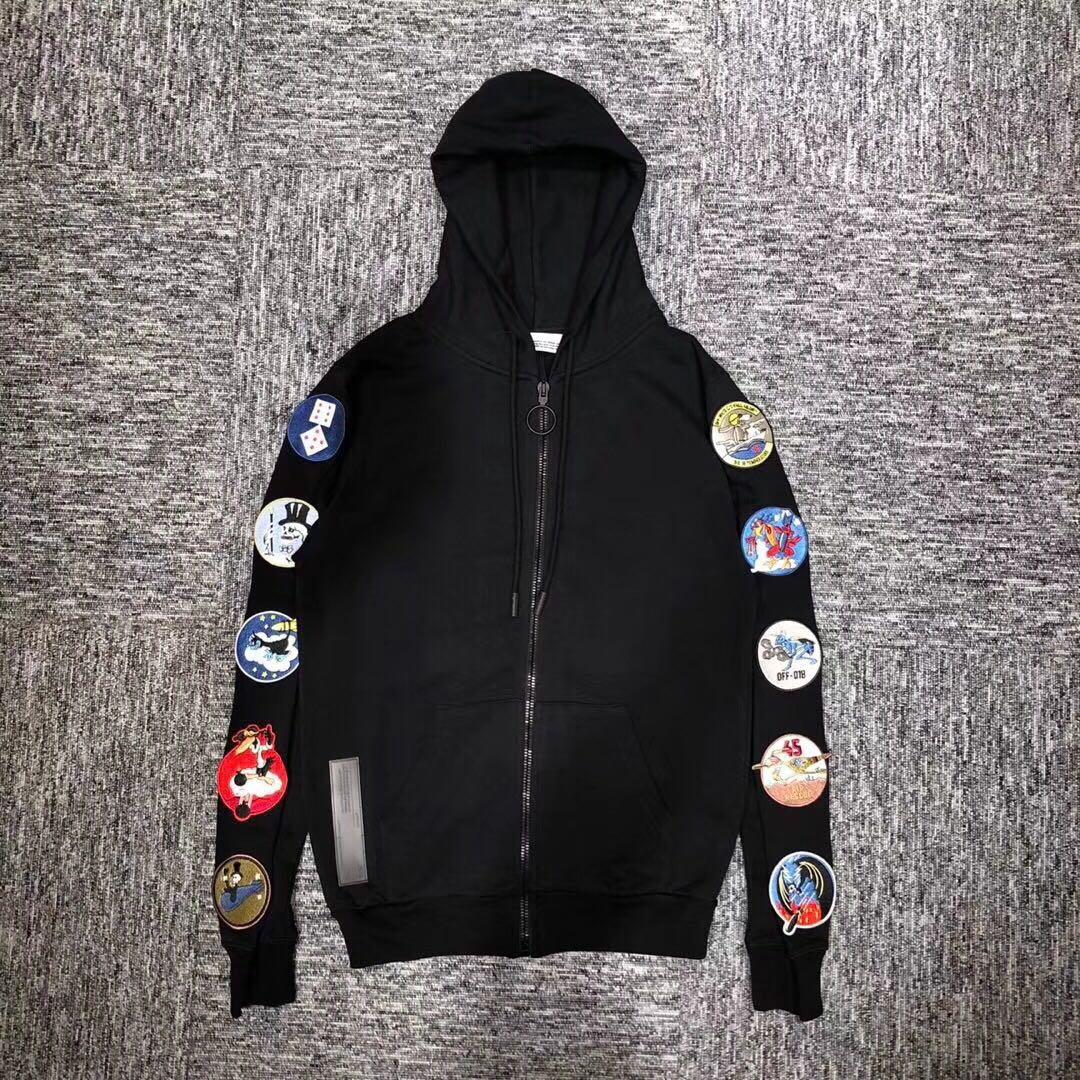 off white patch zip hoodie
