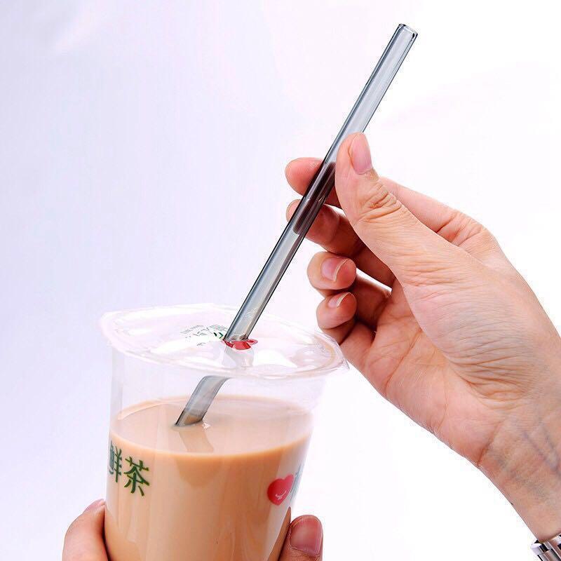 Po Angled Reusable Milk Tea Glass Straw Home Appliances