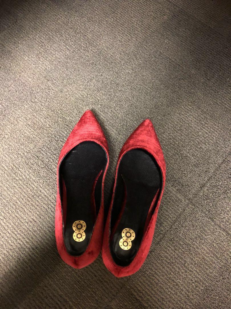Red designer flats best sale