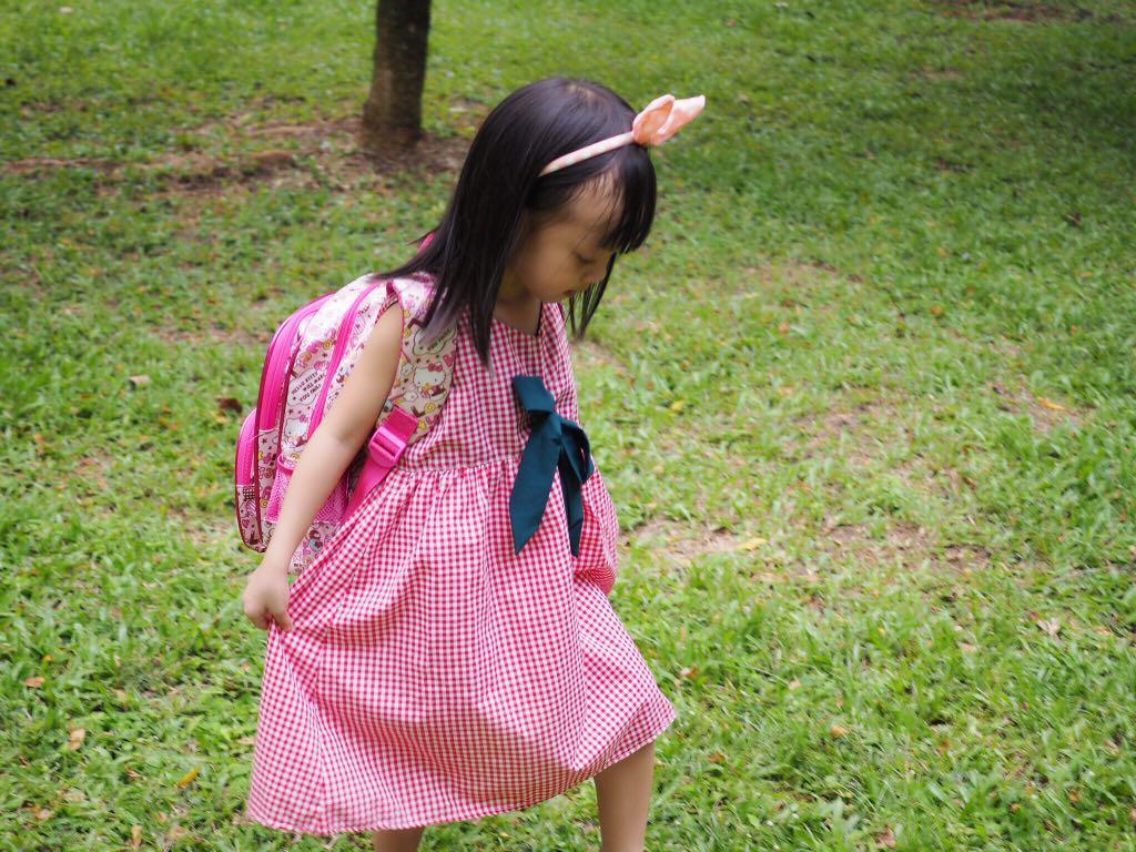 Red check top girls dress