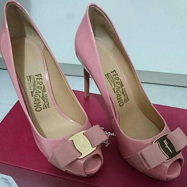 blush patent heels