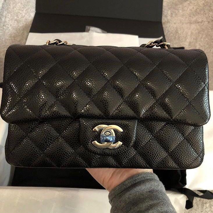 SOLD) BNIB Chanel Black Mini Rectangular LGHW 18S, Luxury, Bags & Wallets  on Carousell