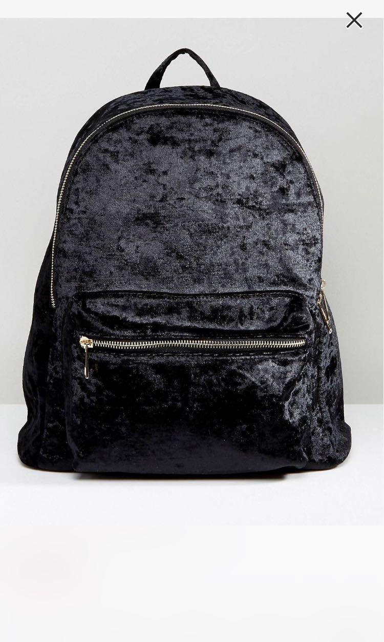 Yoki Crushed Velvet Backpack Women s Fashion Bags Wallets Cross body Bags on Carousell