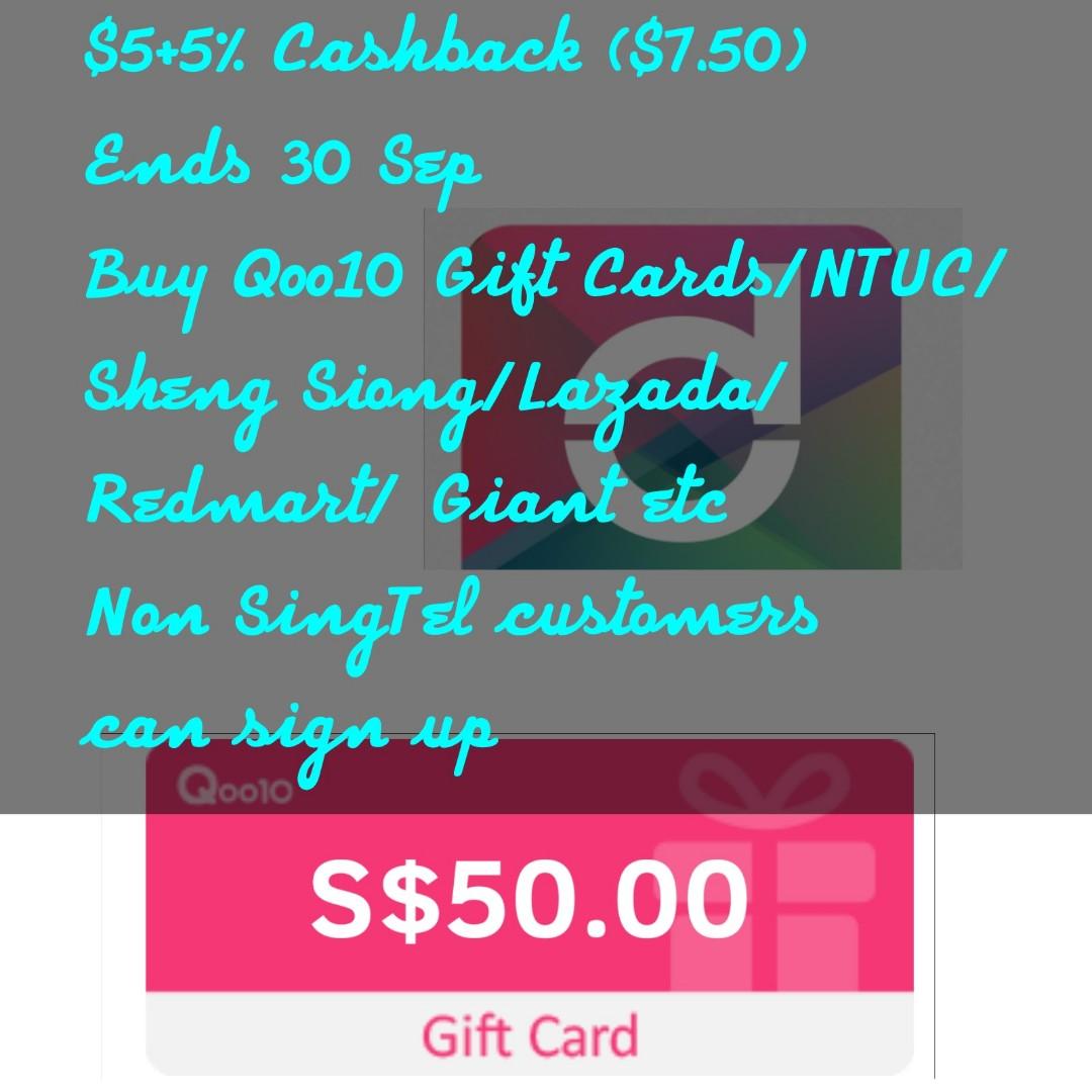 5 5 Cashback For Dash Qoo10 Gift Cards Entertainment Gift Cards Vouchers On Carousell