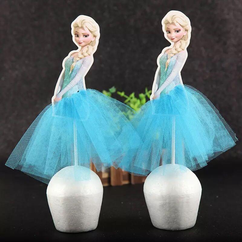 6 Pieces Bundle Frozen Elsa Kids Birthday Party Decor Cake Topper