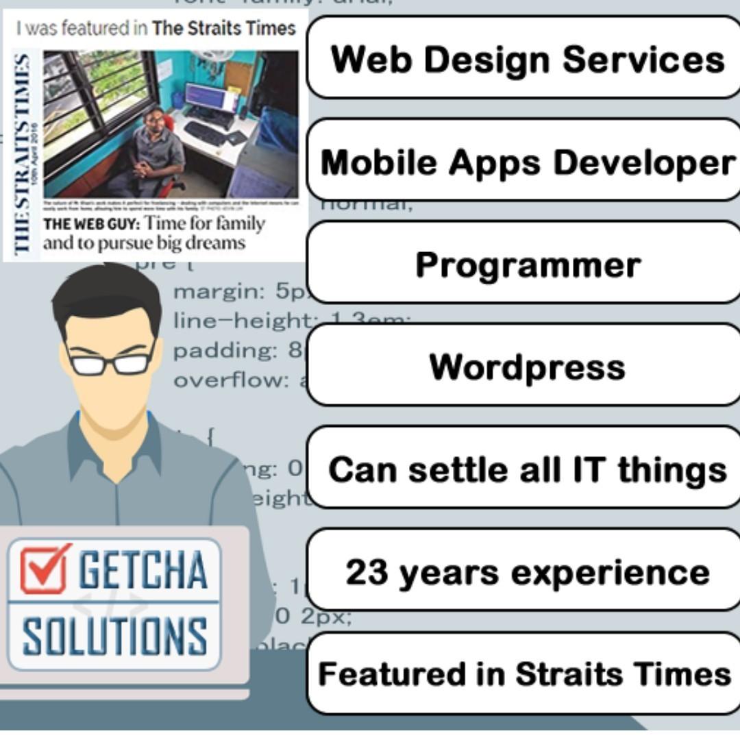 App and Web Developer (Category: Networking) located in Singapore. Submitted by khanner74 (Listing ID 191890009, Image 1). Description: Web Site Developer App Developer Can solve your website and mobile app needs. www.getcha.com Whatsapp: 6591097721 khan@getcha.com .