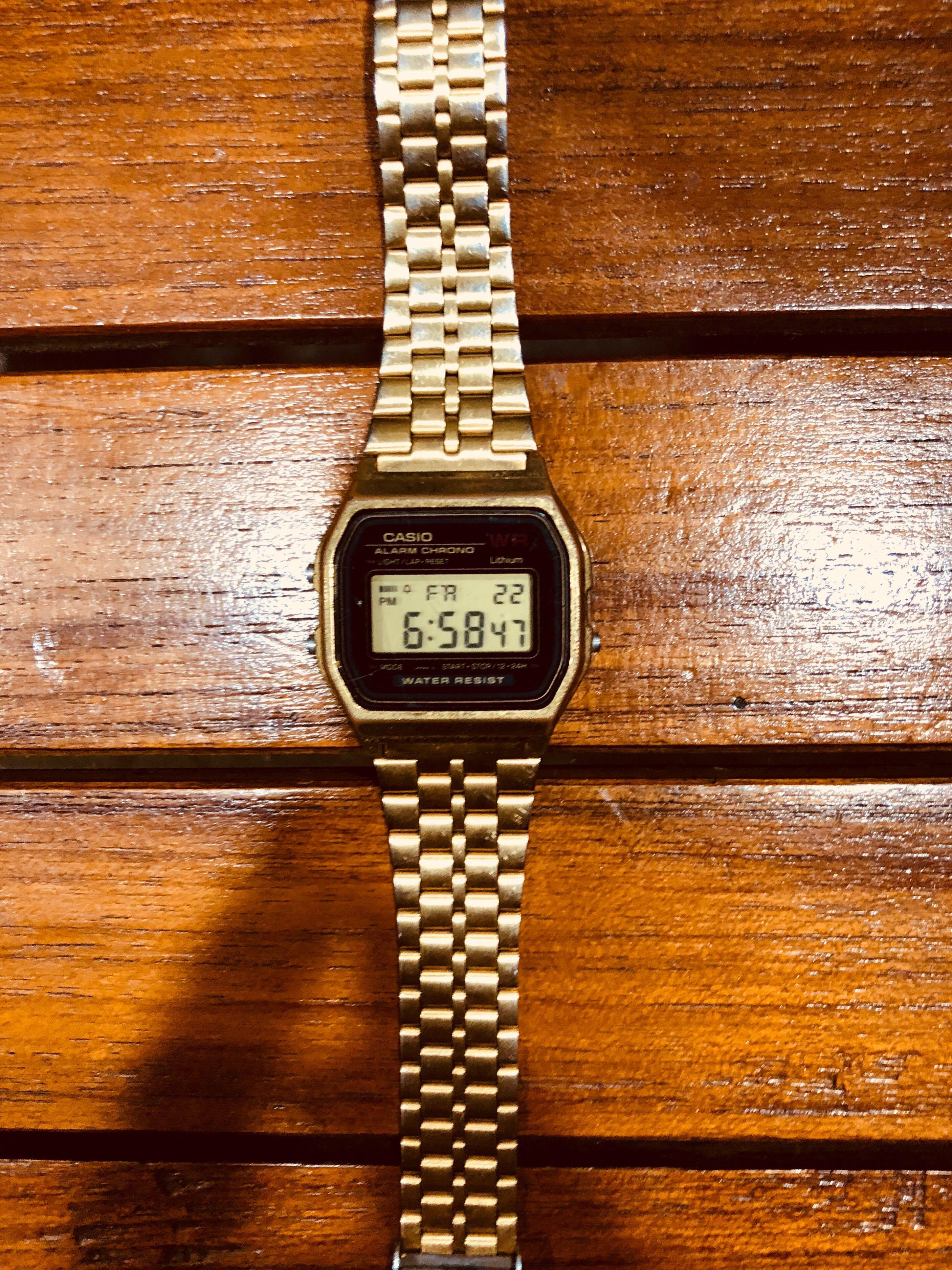 Casio gold top watch on wrist