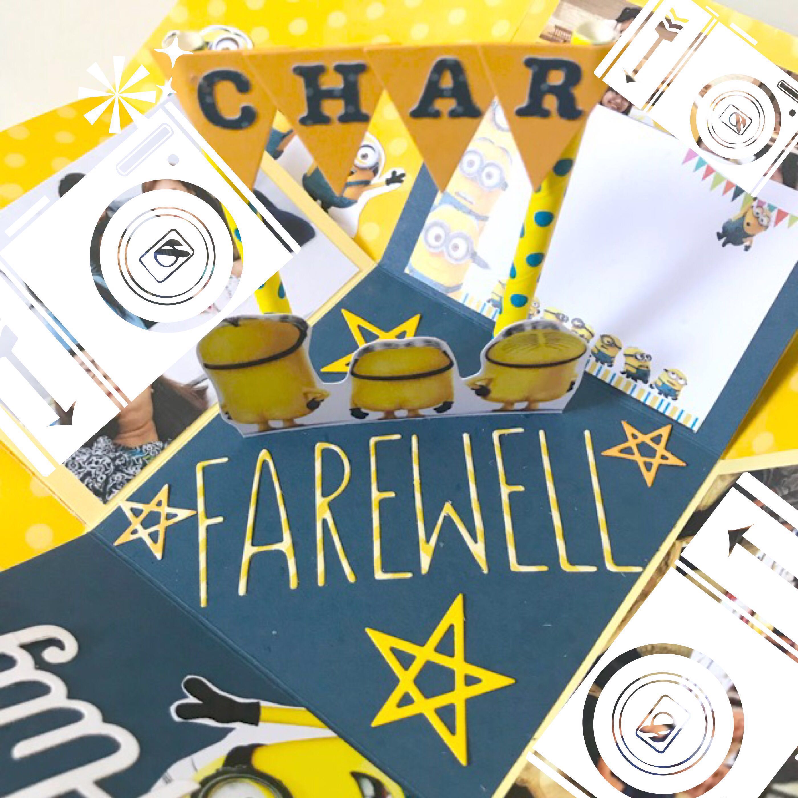 farewell minion handmade explosion boxcard with 4 photos