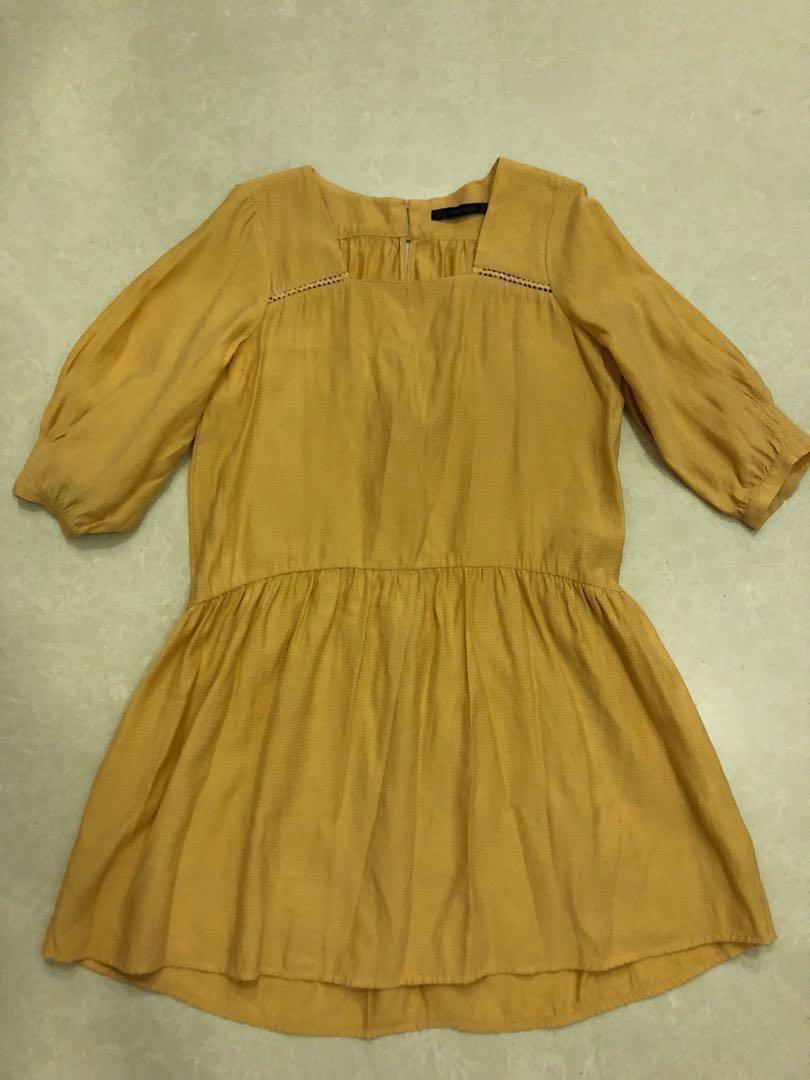 zara mustard yellow dress