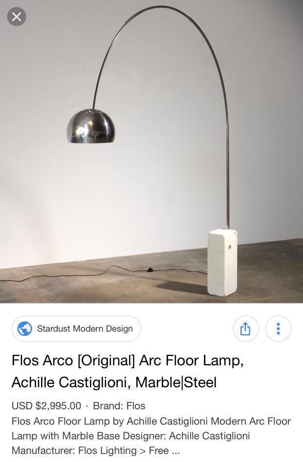 Frisør maskine tyktflydende Flos ARCO Floor Lamp (genuine not copy), Furniture & Home Living,  Furniture, Other Home Furniture on Carousell