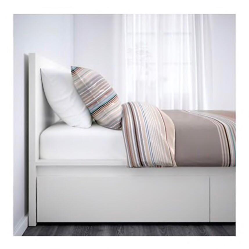 Ikea Malm Queen Bed White With Storage Home Furniture On Carousell
