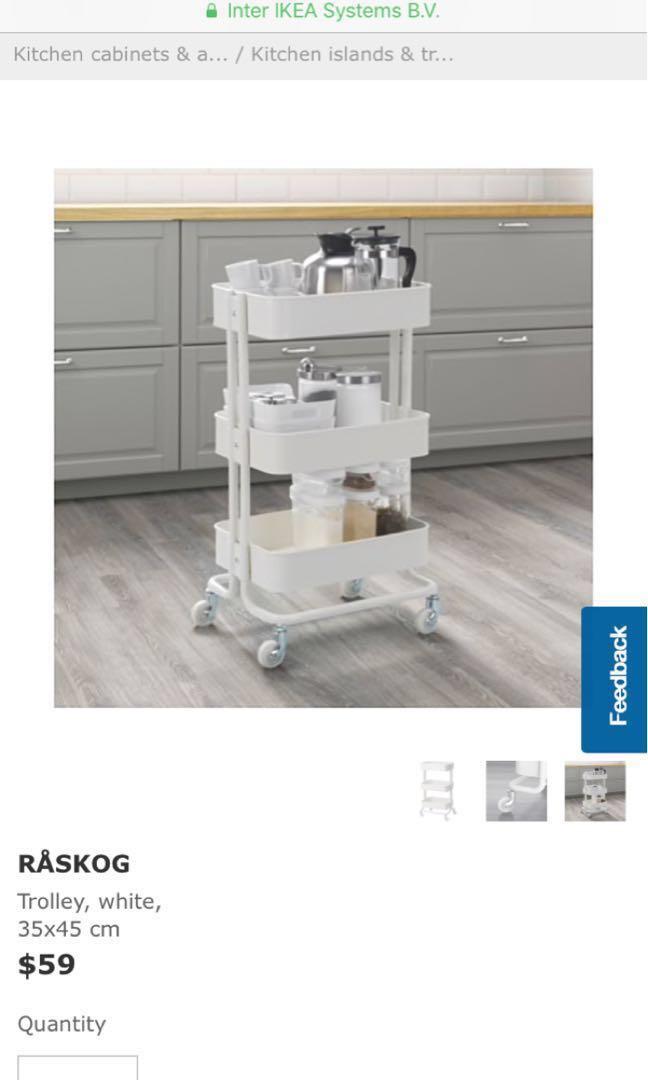 Ikea Raskog Trolley White Furniture Shelves Drawers On Carousell