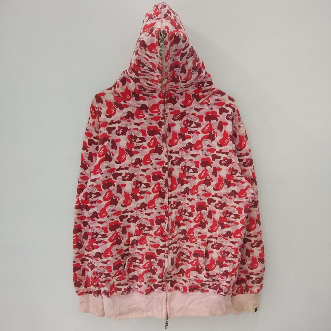 pink and red bape hoodie