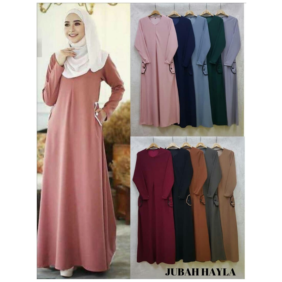 JUBAH MUSLIMAH HAYLA COTTON SPANDEX, Women's Fashion 