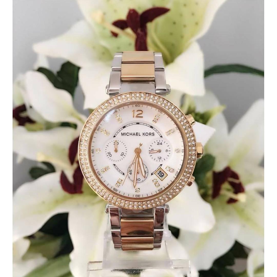 Michael kors parker two tone watch outlet