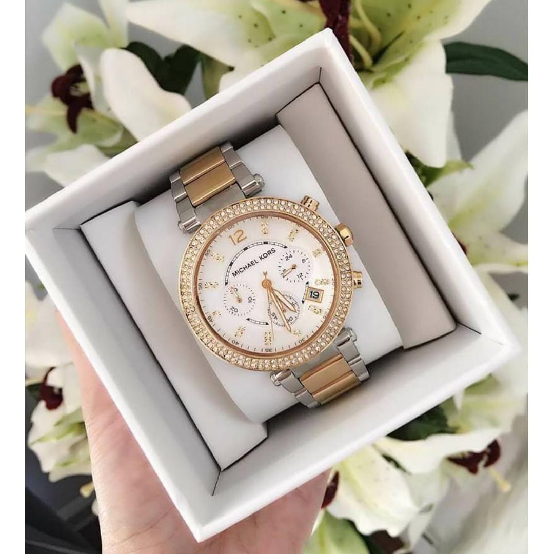 Michael Kors Parker Glitz Silver Dial Two tone Women s Watch MK5626
