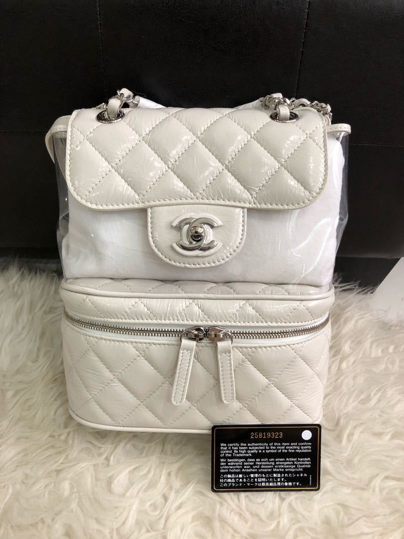chanel white backpack
