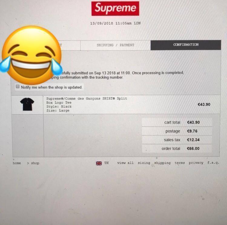 supreme cdg tee 2018