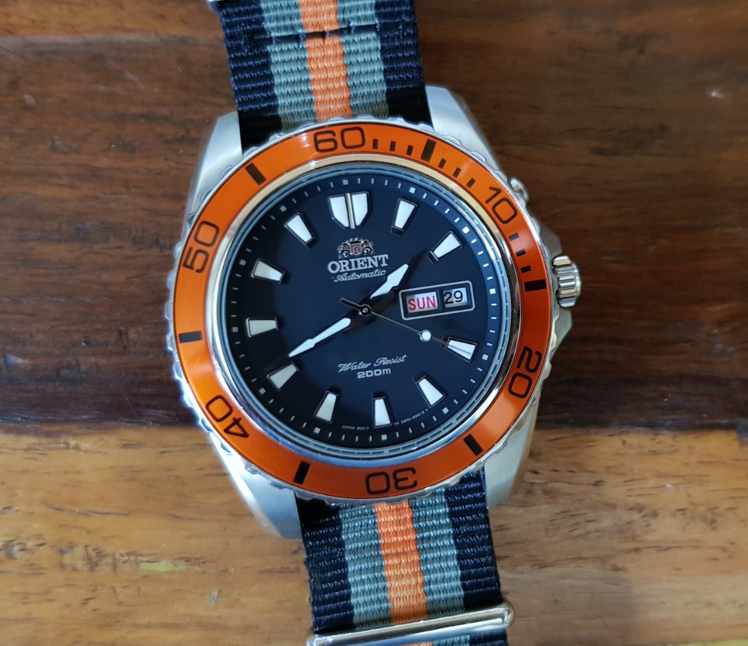 Orient Mako XL Dive Watch Orange Bezel With Original Bracelet Straps 