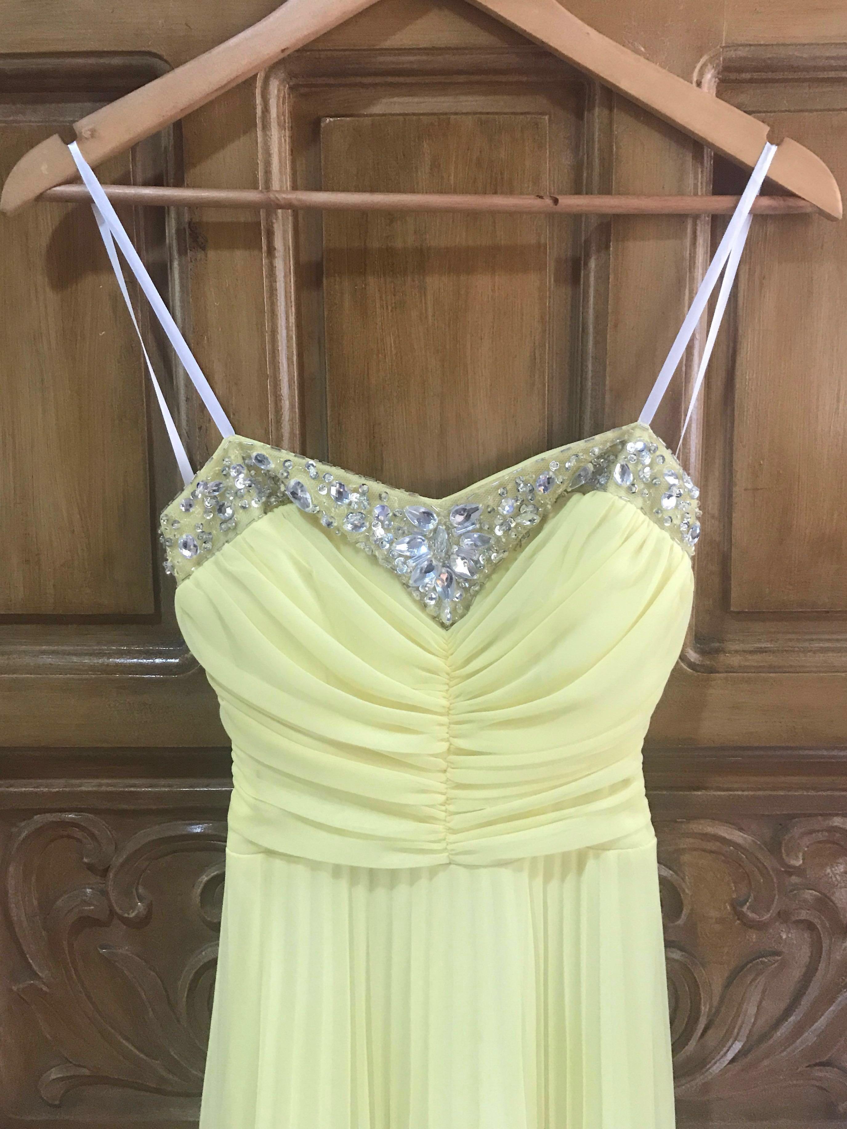 Pastel Yellow Gown, Women's Fashion, Dresses & Sets, Evening dresses