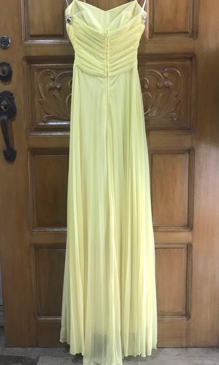 Pastel Yellow Gown, Women's Fashion, Dresses & Sets, Evening dresses