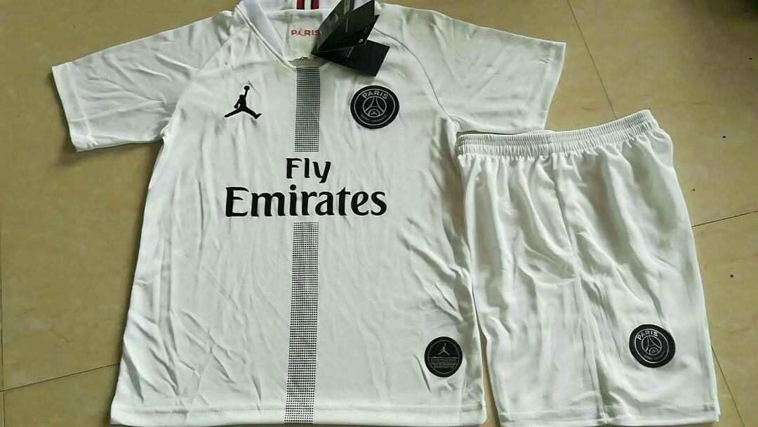 Psg 18 19 Jordan Kids White Third Short Sleeve Kit Sports Sports