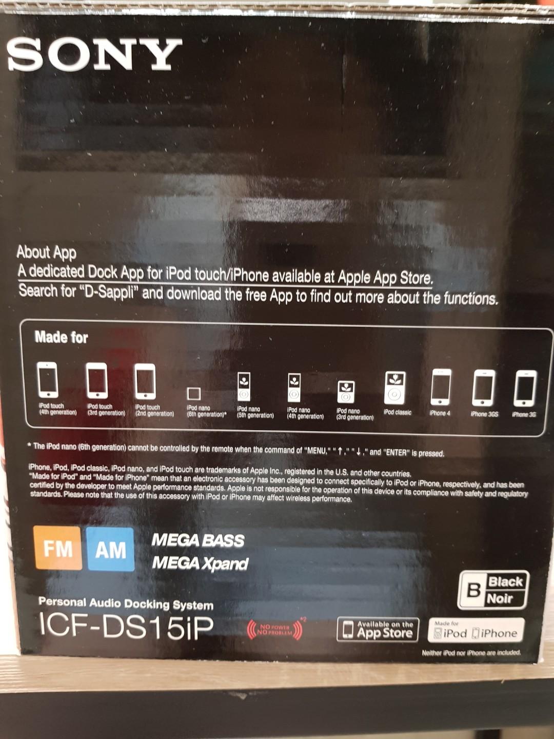 Sony ICFDS15iP Dock Clock Radio for iPod/iPhone, Audio, Portable Music