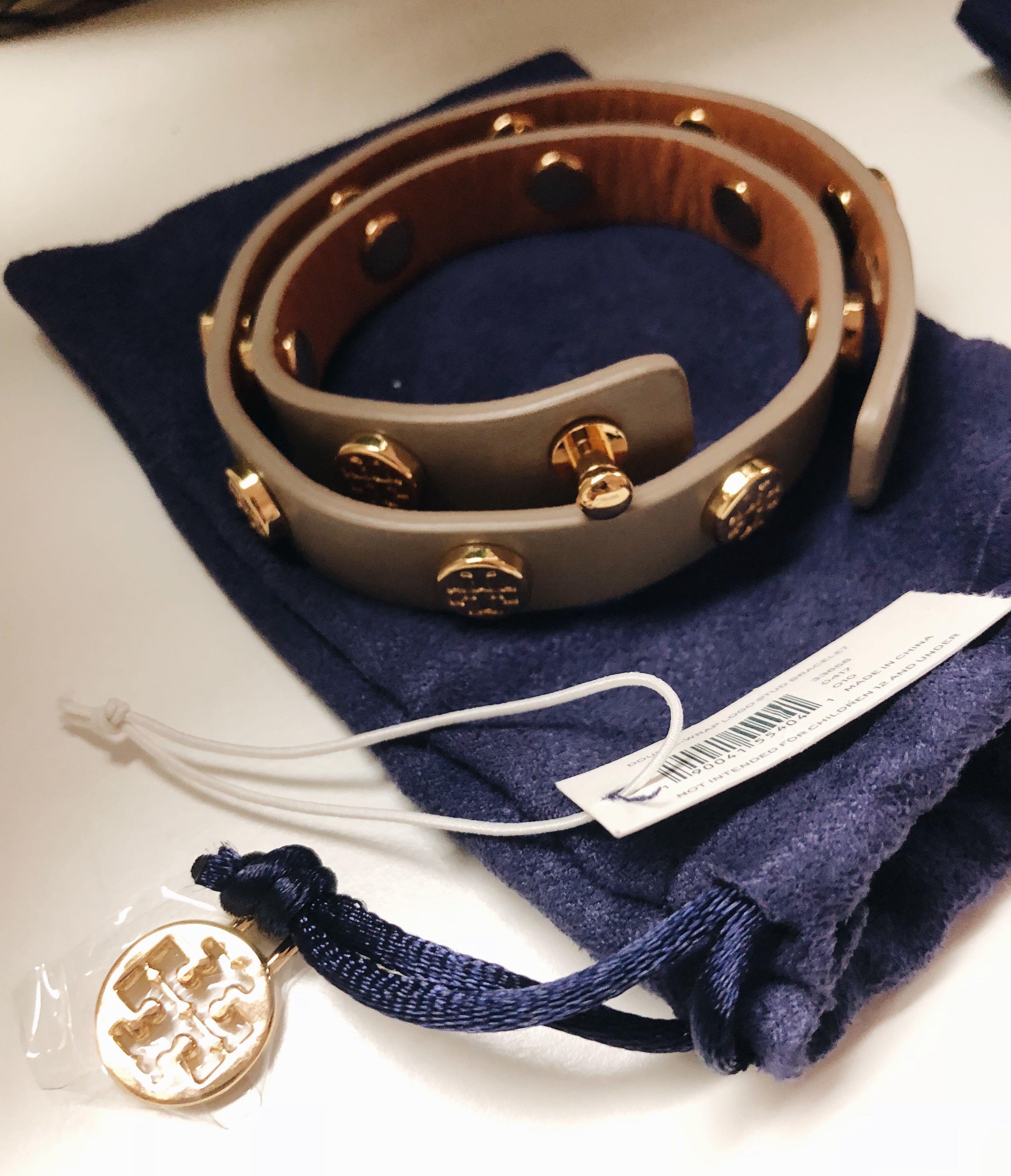 Tory Burch Double Wrap Logo Stud Bracelet, Luxury, Accessories on Carousell