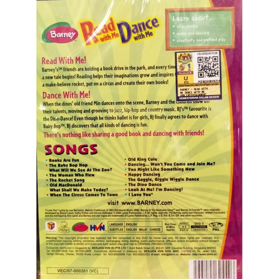 Barney Read With Me Dance With Me DVD, Hobbies & Toys, Music & Media