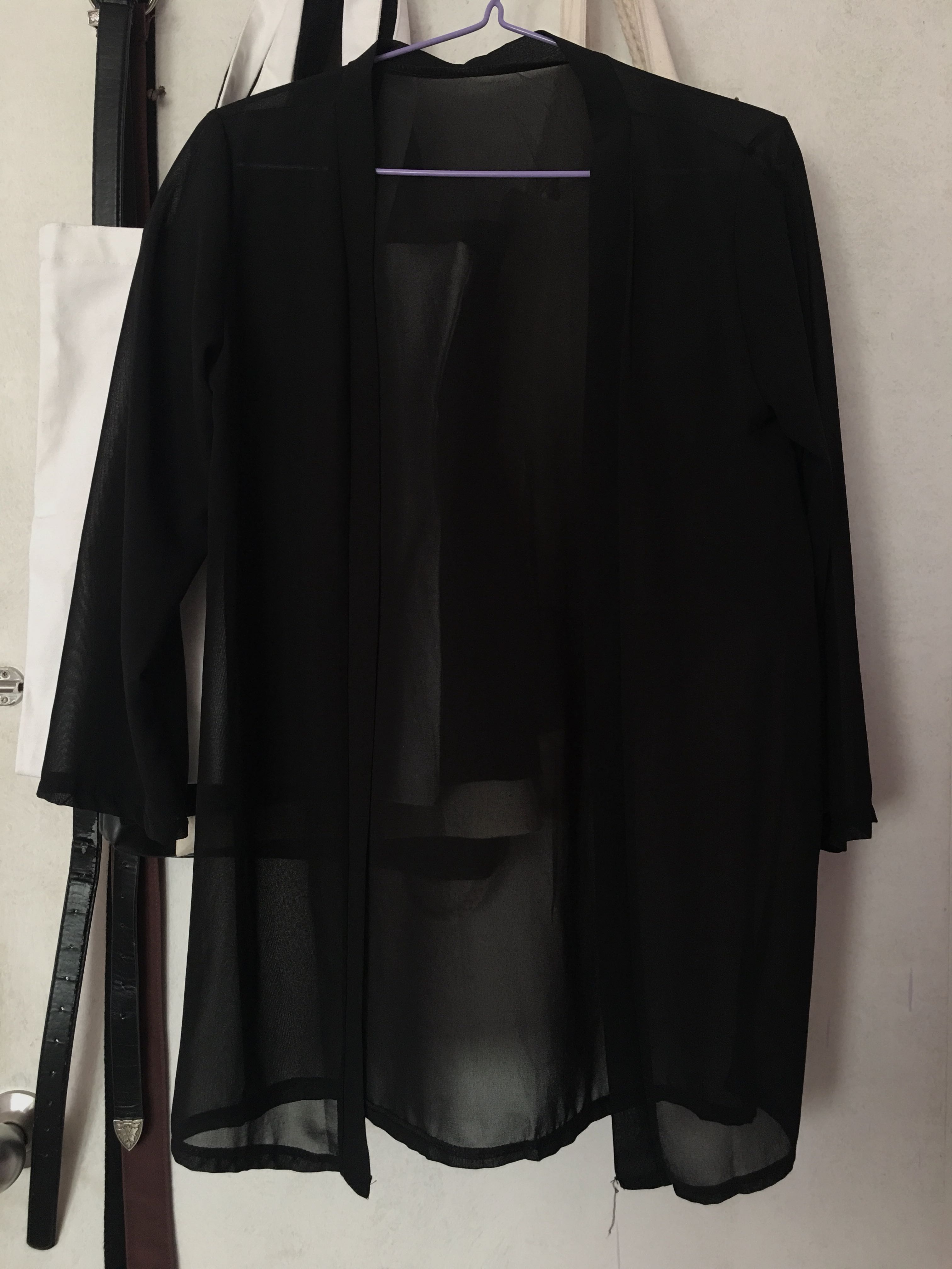 black chiffon cardigan