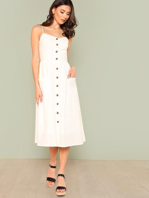 white zara dress with buttons