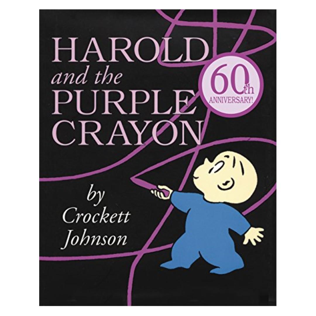 Brand New Harold And The Purple Crayon Purple Crayon Books By Crockett Johnson Paperback For Ages 4 6 Years Old Books Stationery Children S Books On Carousell
