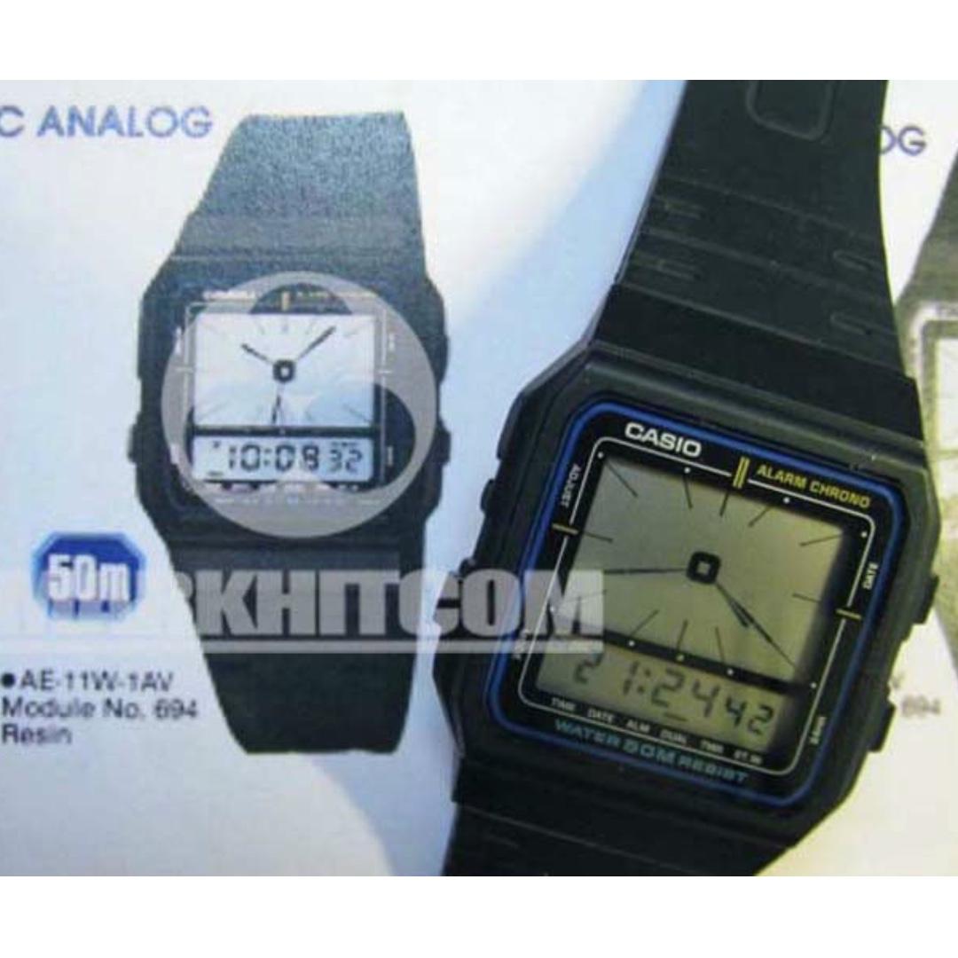 CASIO AE-11W-1A Module 694 Alarm CHRONO Water 50M resist LC analog