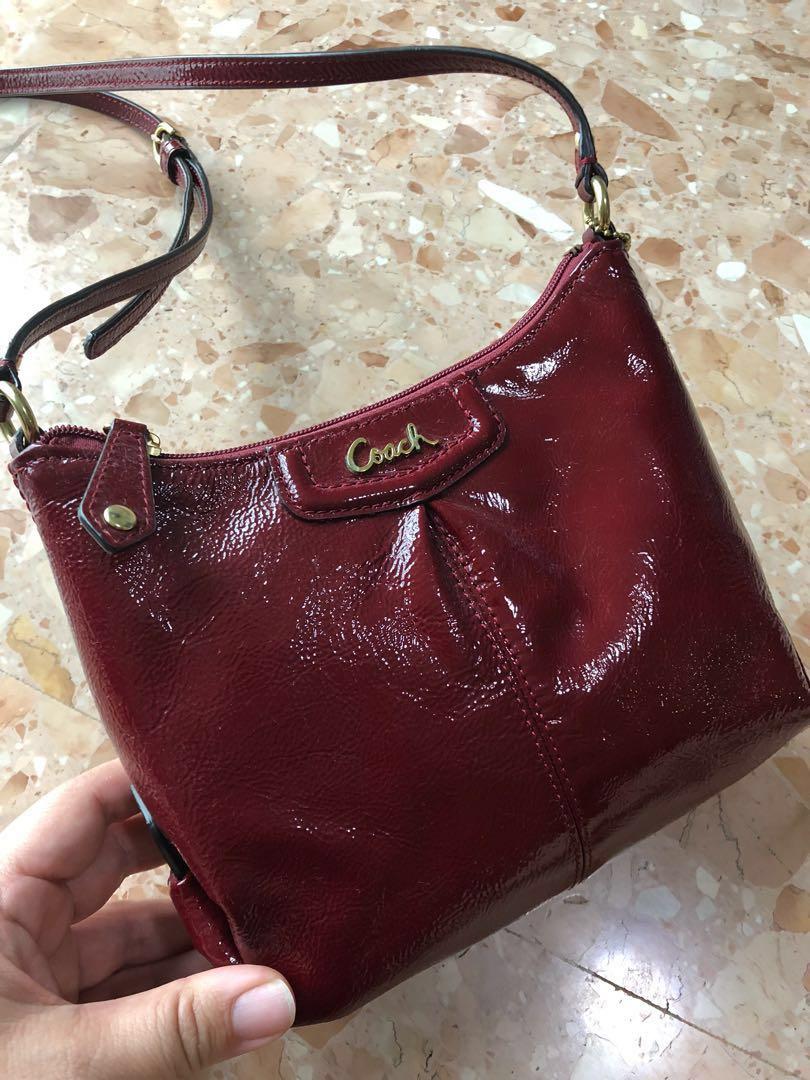 coach red leather bag