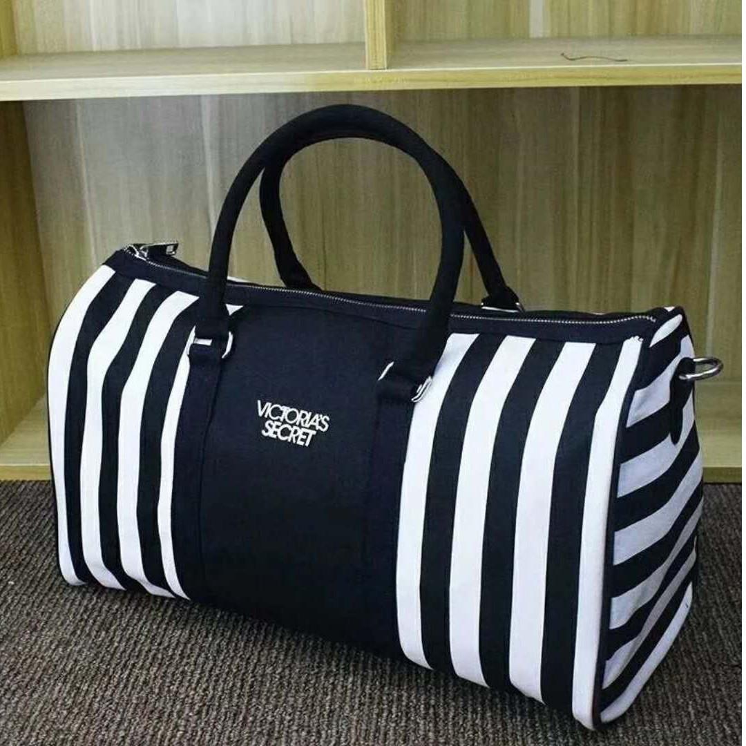 Instock Vs Victoria S Secret Duffel Stripe Gym Sports Duffel