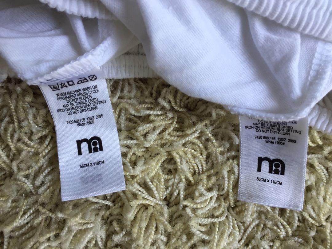Mothercare Baby Cot Mattress Cover 2 Pieces 100 Cotton White