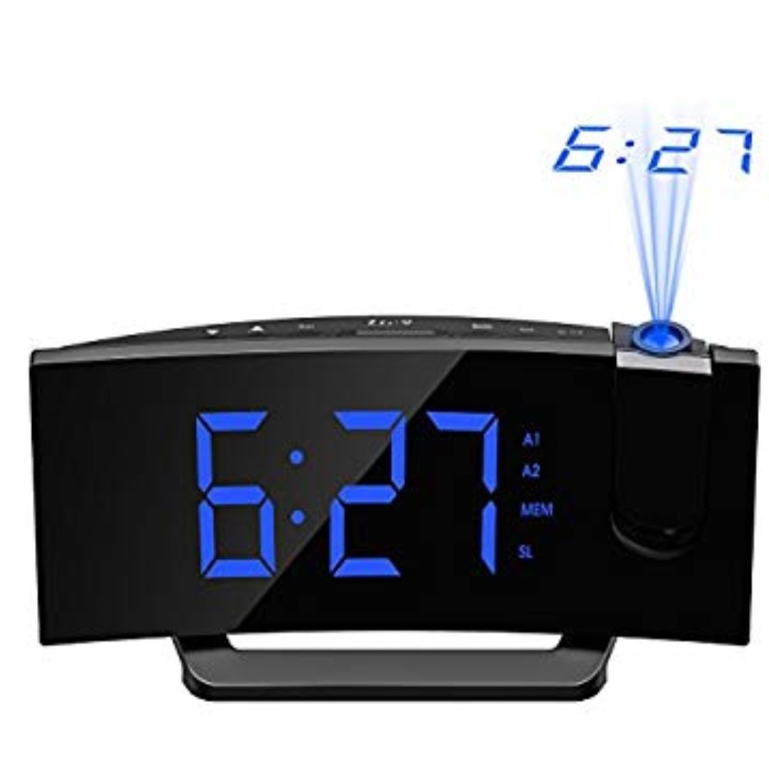 Mpow Projection Clock, FM Radio Alarm Clock, CurvedScreen Digital