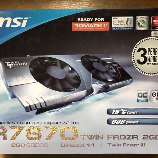 MSI RADEON HD 7870, 2GB GDDR5 Graphic Card R7870 Twin Frozr OC edition,  Computers  Tech, Parts  Accessories, Networking on Carousell