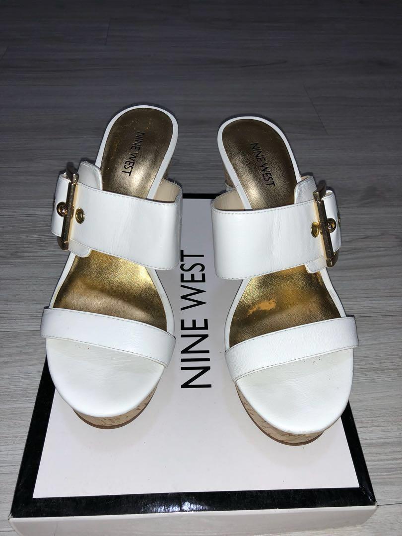 nine west white wedges