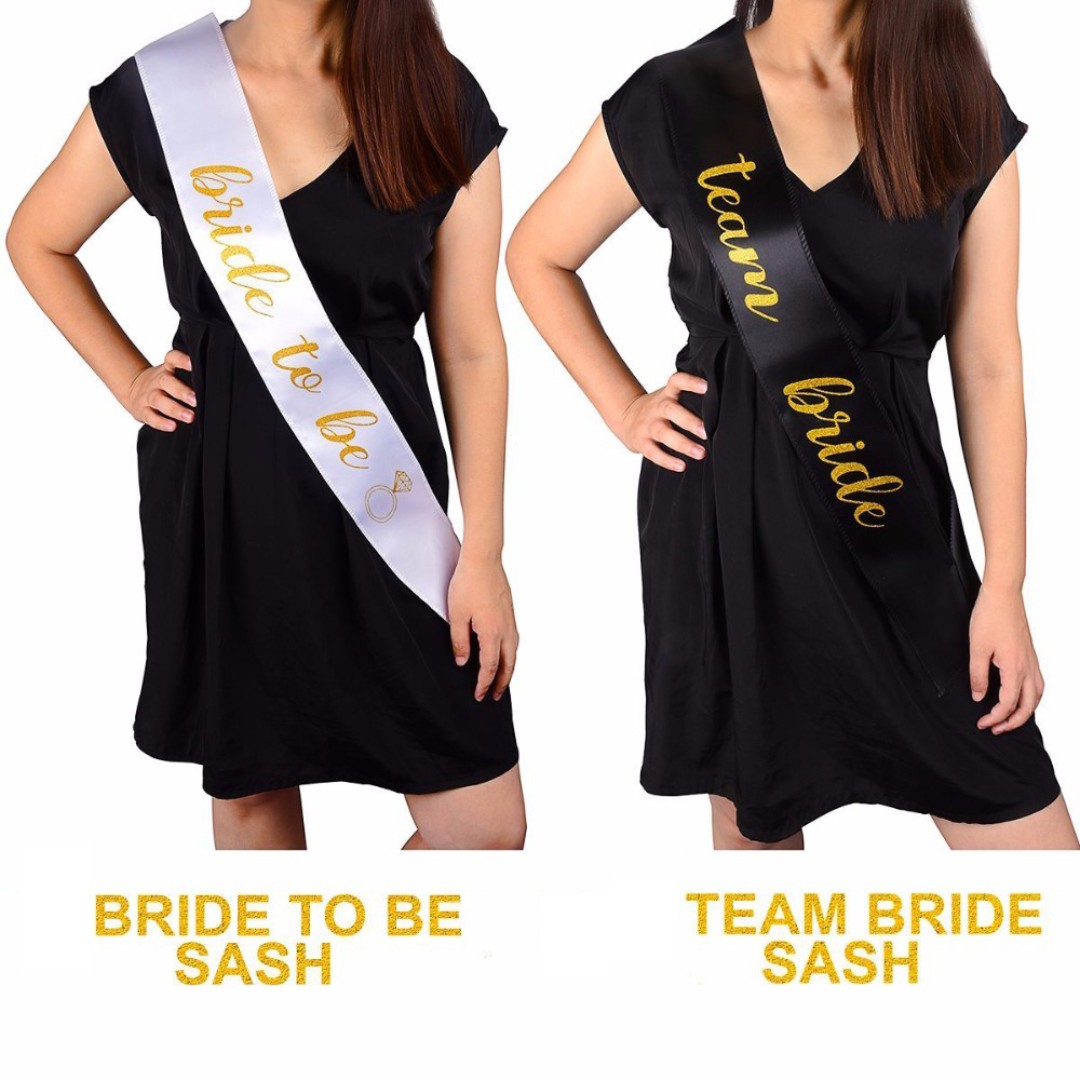 Party Sash For Hen Party Wedding Bridal Shower Black With Gold Letter Everything Else On Carousell
