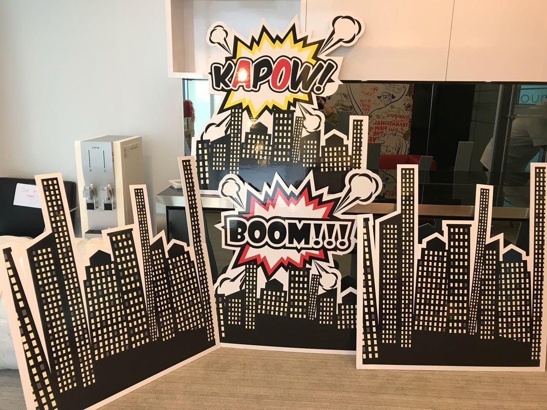 Standing Board Super Hero Theme Party Books Stationery Stationery On Carousell