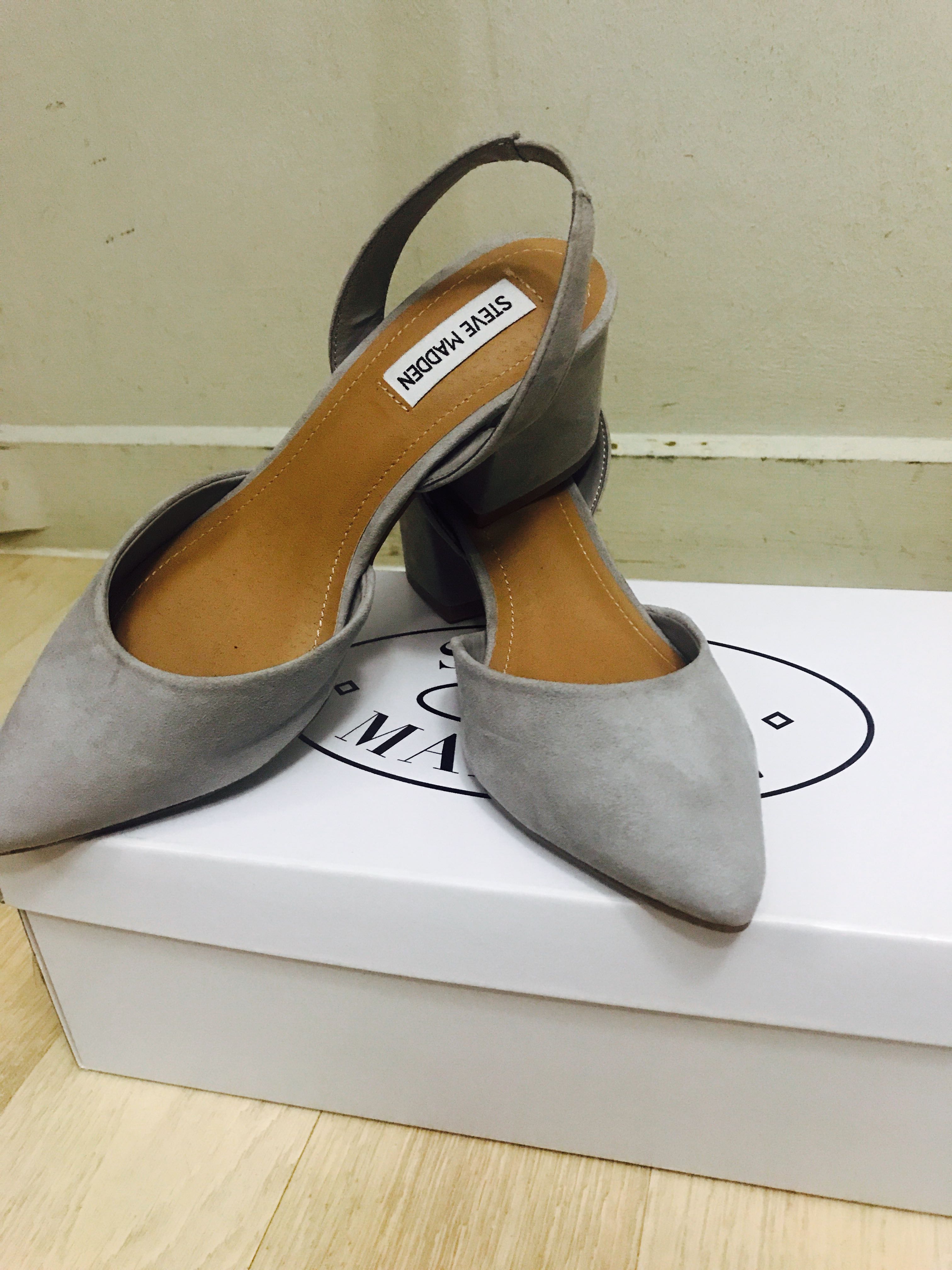 grey suede pointed heels