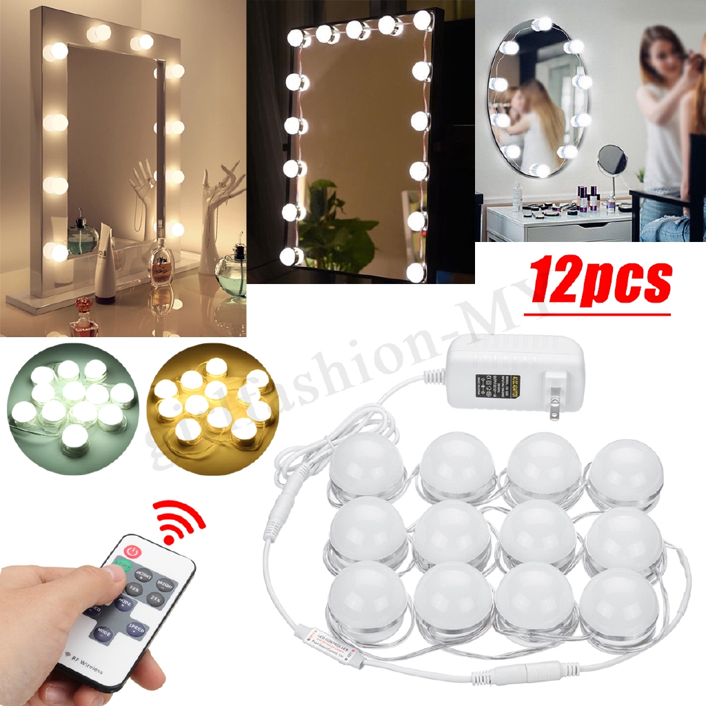 12pc Hollywood Style Led Vanity Makeup Dressing Table Mirror Lights Bulb Remote Women S Fashion Accessories Others On Carousell