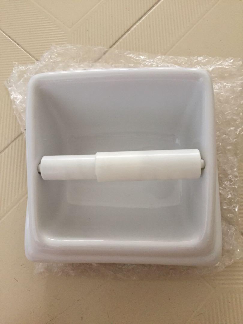 Ceramic Toilet Paper Holder Vintage Everything Else On Carousell Some feature just one toilet roll holder above and some include space for you to stash some spare rolls. carousell