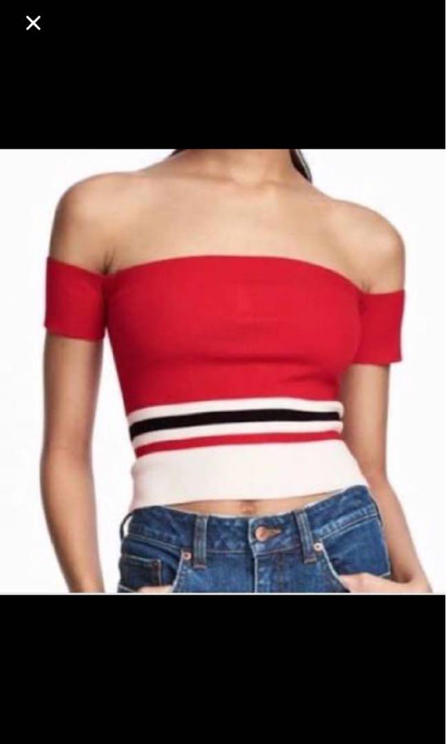 H&M Off Shoulder Top (Category: Sleeveless) located in Panglao. Submitted by yourfavethings (Listing ID 192150703, Image 1). Description: Used once only .